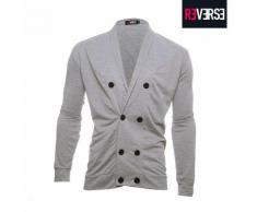 Sweat-Cardigan mit doppelreihiger Knopfleiste