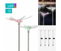 4er-Set LED-Solarleuchte Schmetterling & Libelle
