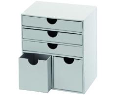 folia 3316 - Pappschachtel Kommode medium, weiß, ca. 14 x 9,5 x 16 cm, mit 5 Schubfächern
