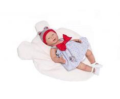 Puñecas Guca - Babypuppe, Silikon, mit Kleid, Herzen, rote Schleife und Kappe, 46 cm, Mehrfarbig (18052)