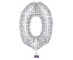 Folat 631600 - Folienballon Zahl 0 - weiß / silber - ca. 86 cm