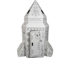 Spielhaus Rakete aus stabilem Bastelkarton, individuelle Gestaltung mit Buntstiften oder Filzmalern, ab 3 Jahre