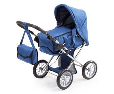 Bayer Design 13635AA City Star, Kombi Puppenwagen, für Puppen bis ca. 46cm, mit herausnehmbarer Tragetasche und Umhängetasche, blau, jeans