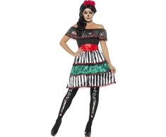 Smiffys Damen Tag der Toten Senorita Puppen Kostüm, Kleid, Gürtel und Kopfband, Größe: 48-50, 48077
