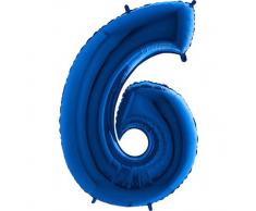 Trendario Folienballon Zahl 6 (Blau) - XXL Riesenzahl 100cm Ballon - Helium Luftballons für Geburtstag, Partydeko, Hochzeit (Zahl 0, Silber)