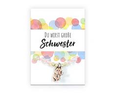 Pracht Creatives Hobby 6014-08365 - Armband mit Elefant Anhänger und Karte mit passendem Spruch, ideal als kleine Aufmerksamkeit, als Dankeschön oder als Geschenk für die werdende Schwester