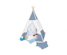 Pinolino Zelt Tipi Dakota, aus Stoff und Holz, mit Fenster, Bodenmatte und Aufbewahrungsbeutel, für Kinder ab 3 J., Stoff mit Chevron Muster