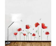 Walplus Wandaufkleber Mohnblume Butter cm Wandschmuck Abnehmbare Selbstklebend Kinderzimmer Kindergarten Schule Kinderzimmer Restaurant bar Cafe Hotel Büro Zuhause Dekoration Mehrfarbig