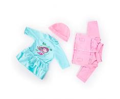 Bayer Design 83889AA Puppenkleidung für 33-38cm Puppen, Kleid, Jacke und Mütze, Set, Outfit mit Meerjungfrau, türkis, rosa