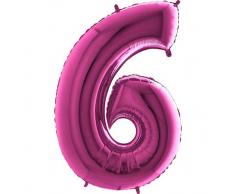 Trendario Folienballon Zahl 6 (Rosa) - XXL Riesenzahl 100cm Ballon - Helium Luftballons für Geburtstag, Partydeko, Hochzeit (Zahl 0, Silber)