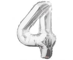 Kaleidoscop F19646-34 Folienballon Zahl 4 silber
