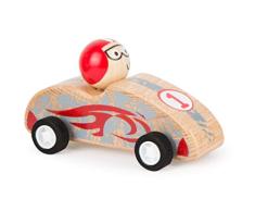 Small Foot 11147 Rückziehflitzer Rennauto Rot aus FSC 100%-zertifiziertem Holz, gummibereifte Räder für besten Grip beim Zurückziehen Spielzeug, Mehrfarbig