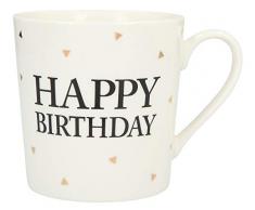 Depesche 5909.009 Tasse mit Henkel, aus Porzellan, 300 ml, mit Aufschrift, Happy Birthday, Mehrfarbig