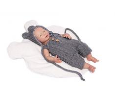 Puñecas Guca - Babypuppe aus Silikon mit Strampler aus Wolle grau und Mütze 46 cm Rand, Mehrfarbig (18055)