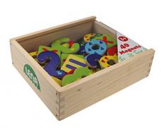 Lena 65824 - Holz Magnet Zahlen und Rechenzeichen in Holzkiste, Set mit 40 magnetischen Holzzahlen und Zeichen im Holzkasten, Rechenset Set für Kinder ab 3 Jahre, Zahlen aus Holz mit Anzahlbildern