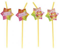 amscan – 551703 – 8 Flexible Trinkhalme Happy Birthday