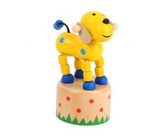 Small Foot 11157 Drückfigur Hund aus Holz, FSC 100%-Zertifiziert, Mitgebsel Spielzeug, Mehrfarbig