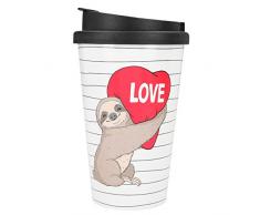 Depesche 2180.042 to-Go Becher aus Kunststoff mit Motiv, 350 ml, Love Faultier, Mehrfarbig