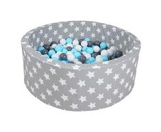 Knorrtoys 68161 - Bällebad Soft - Grey White Stars - 300 Bälle Creme/Grey/lightblue