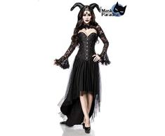 Mask Paradise 80092-002-024 5 TLG. Dämon Teufel Gothic Vampir Kostüm Damenkostüm Halloween Schwarz Queen Set