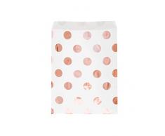 Unique Party 62899 – Folien-Tüten, Roségold, gepunktet, Papiertüten, 8 Stück