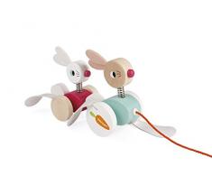 Janod J08207 Zigolos Nachziehtier aus Holz, Hasen-Duo