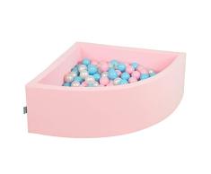 KiddyMoon Bällebad 90X30cm/300 Bälle Bällepool Mit Bällen ∅ 7Cm Für Babys Kinder Viertel Eckig, Rosa: Baby Blau/Rosa/Perle/Transparent