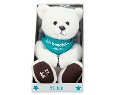 Depesche 8139.209 - Schutzengel Bär aus Plüsch, ca. 9 cm, mit Datum 27. Juli, Geschenk für Geburtstag, Jahrestag oder Hochzeitstag