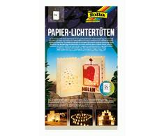 folia 11902 - Lichtertüten aus schwer entflammbarem Papier, Herzen, 5 Stück je ca. 19 x 11,5 x 7 cm groß, zum selbstgestalten, stimmungsvolle Tischdekoration, für Gartenpartys, Geburtstage, Hochzeiten