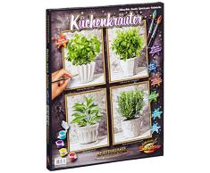 Schipper 609340687 - Malen nach Zahlen - Küchenkräuter - Bilder malen für Erwachsene, inklusive Pinsel und Acrylfarben, Quattro je 18 x 24 cm