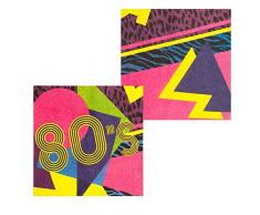 Boland 44608 - Papierservietten 80´s, 12 Stück, Größe 33 x 33 cm, 80er Jahre, neon, Partygeschirr, Garten Party, Geburtstag, Fingerfood, Partyzubehör, Bad Taste Party, Überraschungsparty