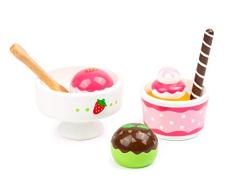 Small Foot 11481 Eiscreme Set Venezia, Zwei Eisbecher aus liebevoll handbemaltem Holz für die Kinderküche Spielzeug, Mehrfarbig