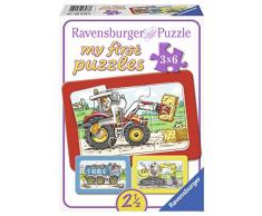 Ravensburger Kinderpuzzle Bagger, Traktor und Kipplader - 06573 / 3 Rahmenpuzzles jeweils 6-teilig mit Fahrzeugen - für Kinder ab 2,5 Jahre