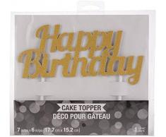 Creative Converting 324540 Gold Glitter Cake Topper Tortenfigur, plastik, 7 x 6