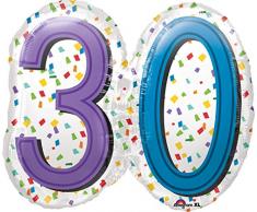 amscan 3444401 Super Shape Rainbow Birthday Folienballon, 30