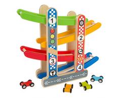 COLORBABY 46215 Spielturm Autos aus Holz, Mehrfarbig