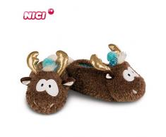 NICI Hauschuhe Rentier Reny Heart Gr. 38-41, L – Plüsch-Hauschuhe Kinder rutschfest – Warme Kuscheltier Hausschuhe Winter für Mädchen & Jungen – Tier-Schuhe mit Anti-Rutsch Sohle – Slippers – 44131