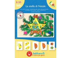 Sabbiarelli Sand-it for Fun - Album 3D Der Weihnachtsstern: 5 vorgeklebte Zeichnungen, zum bemalen mit Sand (Sand Nicht enthalten), Geeignet für Kinder Jahre 5+