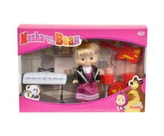 Simba 109301682 - Mascha und der Bär - Mascha Puppe im Rock-Outfit mit Instrumenten