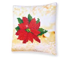 Pracht Creatives Hobby DDP2-025 - Diamond Dotz Kissen Weihnachtsstern, Kissenbezug mit Diamantbild zum Selbstgestalten, ca. 18 x 18 cm groß, Malen mit Diamanten, ideal auch als Geschenk