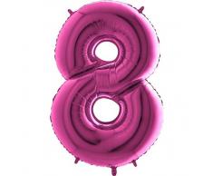 Trendario Folienballon Zahl 8 (Rosa) - XXL Riesenzahl 100cm Ballon - Helium Luftballons für Geburtstag, Partydeko, Hochzeit (Zahl 0, Silber)
