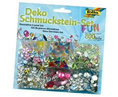 folia 12619 - Deko Schmucksteine Set Fun, über 800 Teile, sortiert - ideal zum Verzieren und Dekorieren Ihrer Bastelarbeiten