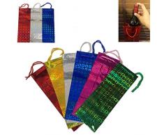 Gifts 4 All Occasions Limited SHATCHI-781 Holografische Geschenktüten für Weinflaschen, Weihnachtsgeschenk, mehrfarbig