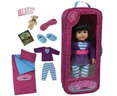 The New York Doll Collection G115 Sleepover Bettwäsche Set mit 9 Zubehörteilen, passend für 46 cm große American Girl Reisetasche Spielset – Puppen-Reisezubehör