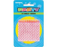 Unique Party Supplies Gestreift Geburtstagskerzen, 24 Stück