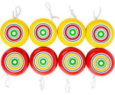 Small Foot 2935 Jo gelb & rot, aus Holz, Spielklassiker für motorische Fähigkeit, 8-teilig JoJo, Spielzeug, Gelb/rot