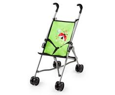 Bayer Design 30519AA Puppenbuggy Puppenwagen mit integrierten Sicherheitsgurt, leicht faltbar, klappbar, mit Käfer Motiv, grün Marienkäfer