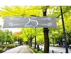 Folat Banner 25 Silberne Hochzeit Party-Deko Silber-Weiss 180x40cm EIN