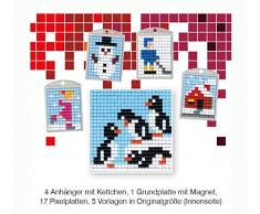 Pracht Creatives Hobby P90019-63501 - Pixel Spaß Bastelset 11, für 4 Medaillons, Schlüsselanhänger, für Kinder, Jungen und Mädchen, ideal als kleines Geschenk, Mitgebsel, für den Kindergeburtstag