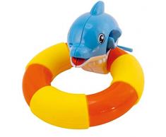 Bieco 19001508 Happy Delphin mit Ring, Badewannenspielzeug mit Sich drehenden Delfin am Reifen, Badespielzeug zum Greifen und Drehen üben für Kinder ab 18m+, bunt